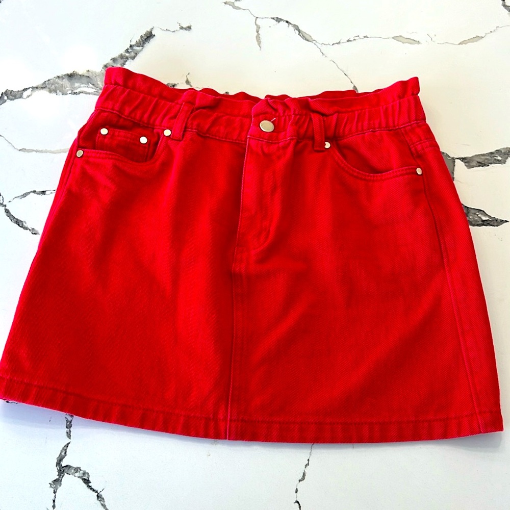 Red jean skirt